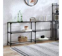 Vidaxl Table Console Avec Dessus En Verre Transparent 194,5x30x81 Cm Multicolore