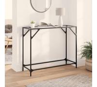 Vidaxl Table Console Avec Dessus En Verre Transparent 98x35x81cm Acier