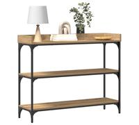 vidaXL Table Console avec étagère chêne Artisanal 100 x 30 x 80 cm, Table Console rectangulaire Tendance, Style Industriel, Rangement Fonctionnel, déco Moderne pour Salon