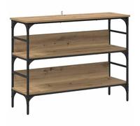 vidaXL Table Console avec étagère chêne Artisanal 100 x 32 x 75 cm, Table Console rectangulaire, Style Industriel, Pieds réglables, Rangement spacieux, Surface Moderne, déco Urbaine