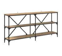 vidaXL Table Console avec étagère Chêne Artisanal 160 x 30 x 75 cm, Table Console Spacieuse, Design Industriel pour Entrée, Affichage Étroite, Mobilier Hall Moderne, Esthétique Urbaine
