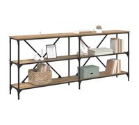 vidaXL Table Console avec étagère Chêne Artisanal 180 x 30 x 75 cm, Table Console Spacieuse, Design Industriel pour Entrée, Affichage Étroite, Mobilier Hall Moderne, Esthétique Urbaine