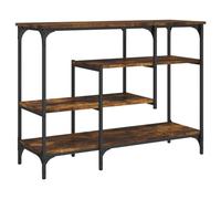 vidaXL Table Console avec Étagères, Bout de Canapé avec Pieds, Table d'Appoint avec Rangement, Meuble de Salon Entrée, Industriel, Chêne Fumé