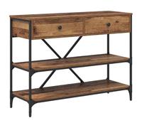 vidaXL Table Console avec tiroir avec étagère Autre Bois Ancien, Table de Console Moderne, Design Industriel, tiroirs en Bois, Rangement étroit, pièce d'accent Fonctionnelle