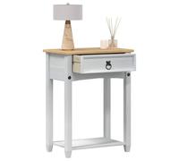 vidaXL Table console avec tiroir Blanc 55 x 35 x 73 cm Pin massif, Table rectangulaire de salon, design rustique en bois, meuble durable avec grand espace de rangement pour la déco de la maison, usage