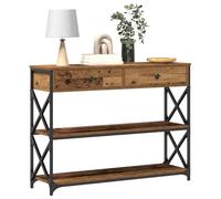 vidaXL Table console Bois ancien 100 x 28 x 75 cm – Bois ingénieré, cadre acier, tiroir