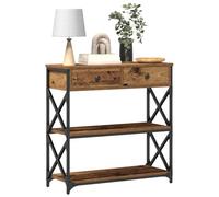 Table Console Vidaxl En Bois Ancien 75x28x75 Cm En Bois D'ingénierie Et Acier