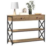 vidaXL Table Console avec tiroir chêne Artisanal 100 x 28 x 75 cm, Table Console Industrielle, Unité de Rangement Durable, Design Rectangulaire, Bois Ingénieré, Cadre Acier, Accent Pratique