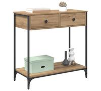 vidaXL Table console industrielle 75×34,5×75 cm – Chêne artisanal, tiroir, étagère, pieds réglables