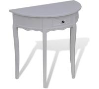 vidaXL Table console avec tiroir Demi-ronde Blanc