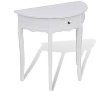 vidaXL Table console avec tiroir Demi-ronde Blanc