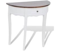 vidaXL Table console avec tiroir et dessus de table marron Demi-ronde