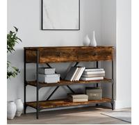 Table console avec tiroirs et étagères chêne fumé 833405