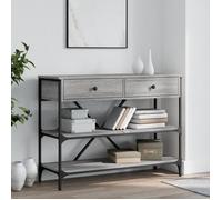 vidaXL Table console avec tiroirs et étagères gris bois d'ingénierie 833406