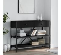 vidaXL Table console 833403 avec tiroirs et étagères – noir, bois d'ingénierie