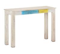 vidaXL Table console Blanc 115x35x77 cm Bois de manguier brut