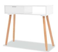 vidaXL Table console Blanc Stockage Bois de pin massif Meuble de salon