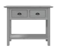 vidaXL Table Console, Bout de Canapé avec 2 Tiroirs, Table d'Appoint, Meuble de Salle de Séjour Entrée Couloir, Gris Bois de Pin Massif