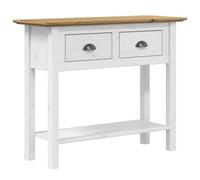 vidaXL Table console bout de canapé – 2 tiroirs, pin massif marron