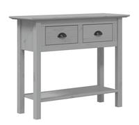 vidaXL Table Console, Bout de Canapé avec 2 Tiroirs, Table d'Appoint, Meuble de Salle de Séjour Entrée Couloir, Gris Bois de Pin Massif
