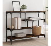 vidaXL Table Console, Bout de Canapé avec Étagère, Table d'Appoint avec Pieds, Meuble de Rangement Entrée, Industriel, Chêne 838915