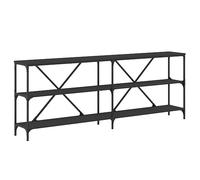 vidaXL Table Console, Bout de Canapé avec Pieds Réglables, Table d'Appoint avec Rangement Salon Entrée, Moderne, Noir Bois d'Ingénierie et Fer