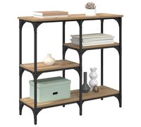 Table console industrielle - vidaXL - Chêne artisanal - 80x29x75 cm - Bois d'ingénierie - Cadre en métal - 3 étagères
