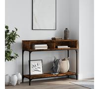 Table Console, Bout de Canapé avec Compartiments et Etagère, Meuble de Rangement Entrée Salon Couloir, Moderne, Chêne Fumé Bois d'Ingénierie