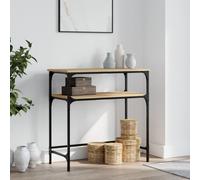 vidaXL Table Console, Table d'Appoint avec Pieds, Bout de Canapé avec Rangement, Meuble d'Entrée Salon, Industriel, Chêne Sonoma Bois d'Ingénierie