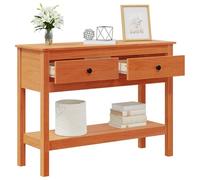 vidaXL Table Console Cire Marron 100 x 35 x 75 cm Pin Massif, Meubles de Chambre rectangulaires, Design Moderne, matériaux durables, pour des espaces de Vie stylés, Facile à Assembler, Confortable