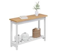 vidaXL Table Console EKAI Blanc 112 x 35 x 76 cm Bois de pin Massif, Table Console Chic, Rectangulaire, Style Industriel pour Salle à Manger ou Entrée, Mobilier Rustique Moderne Polyvalent