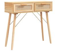 vidaXL Table console Marron 80x30x75 cm Bois massif pin /rotin naturel 345626