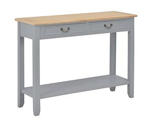vidaXL Table Console Etagère de Rangement Table d'Entrée avec 2 Tiroirs Table de Salon Table de Couloir Maison Intérieur Salle de Séjour Gris Bois