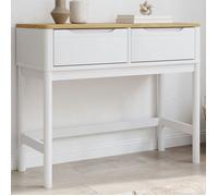 Vidaxl Table Console Floro Blanc 89,5x36,5x73 Cm Bois De Pin Massif Multicolore