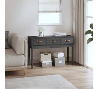 Vidaxl Table Console Gris 114x40x75 Cm Bois Massif De Pin Marron