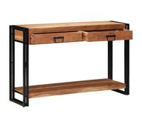 vidaXL Table Console Marron 120 x 33 x 75 cm Bois d'Acacia Massif, Table Console Rustique pour Le Couloir, Meuble de Rangement étroit et Durable, Affichage en Acier texturé