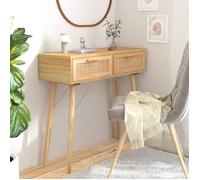 vidaXL Table console Marron 80x30x75 cm Bois massif pin /rotin naturel 345626