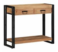Table Console Vidaxl Noire 90x33x75 Cm En Acacia Massif Et Métal Noir