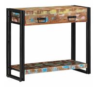 vidaXL Table Console Multicolore 90 x 33 x 75 cm Bois Recyclé Solide, Table Console Moderne, Meuble de Rangement étroit pour Petits espaces, Accent Fonctionnel avec tiroirs, déco Maison