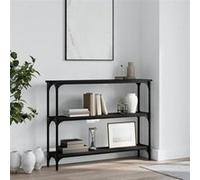 vidaXL Table console industrielle avec rangement et pieds – Noir, bois d'ingénierie