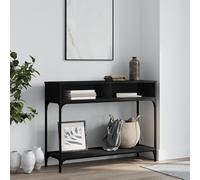 vidaXL Table Console, Bout de Canapé avec Compartiments et Étagère, Meuble de Rangement Entrée Salon Couloir, Moderne, Noir Bois d'Ingénierie