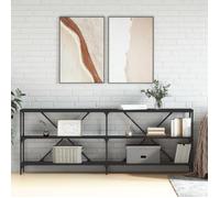 vidaXL Table console Bout de canapé – 200x30x75 cm, bois d'ingénierie & fer, pieds réglables, noir