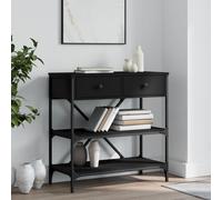 vidaXL Table Console, Bout de Canapé avec Tiroirs et Étagères, Meuble de Rangement Entrée Salon Couloir, Moderne, Noir Bois d'Ingénierie Noir