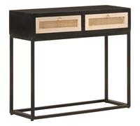 Vidaxl Table Console Noir 90x30x76 Cm Bois Massif De Manguier Et Fer Multicolore