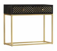 vidaXL Table console Noir et doré 90x30x75 cm Bois de manguier massif 286518