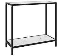 vidaXL Table Console Table d’Entrée Table de Couloir Meuble de Salon Salle de Séjour Maison Intérieur Blanc 80x35x75 cm Verre Trempé