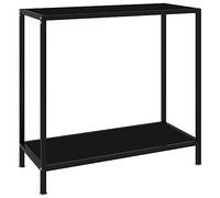 vidaXL Table Console Table d’Entrée Table de Couloir Meuble de Salon Salle de Séjour Maison Intérieur Noir 80x35x75 cm Verre Trempé