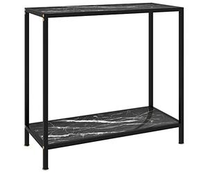 vidaXL Table Console Table d’Entrée Table de Couloir Meuble de Salon Salle de Séjour Maison Intérieur Noir 80x35x75 cm Verre Trempé