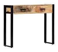 vidaXL Table Console Table d'Entrée avec 2 Tiroirs Table de Salon Table de Couloir Intérieur Salle de Séjour 90x30x75 cm Bois de Manguier Massif