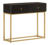 Vidaxl Table Console Noir 90x30x76 Cm Bois Massif De Manguier Et Fer Multicolore